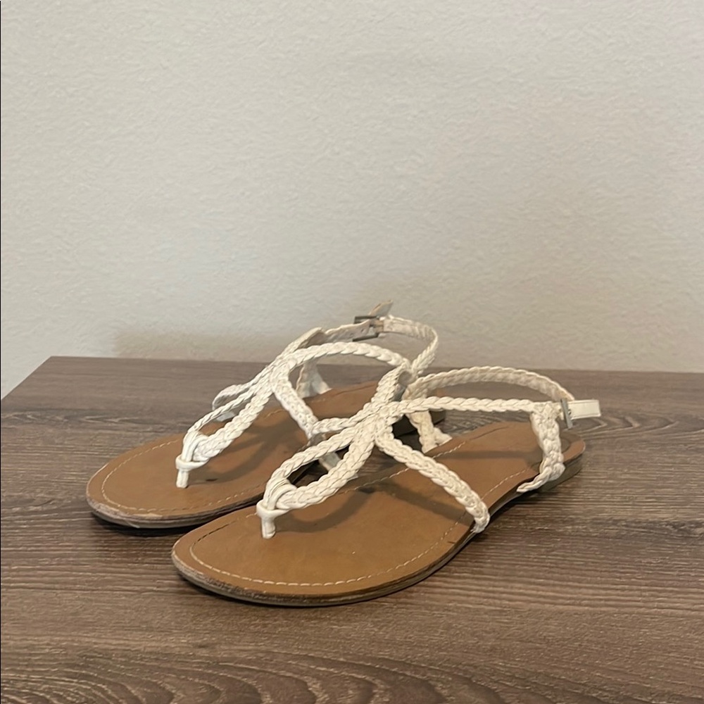 Merona White Braided Sandals Casual Flat